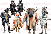 Dressed Animals Collection Clipart, an Animal Illustration by Watercolor Digital (Thumbnail 3 of 7)