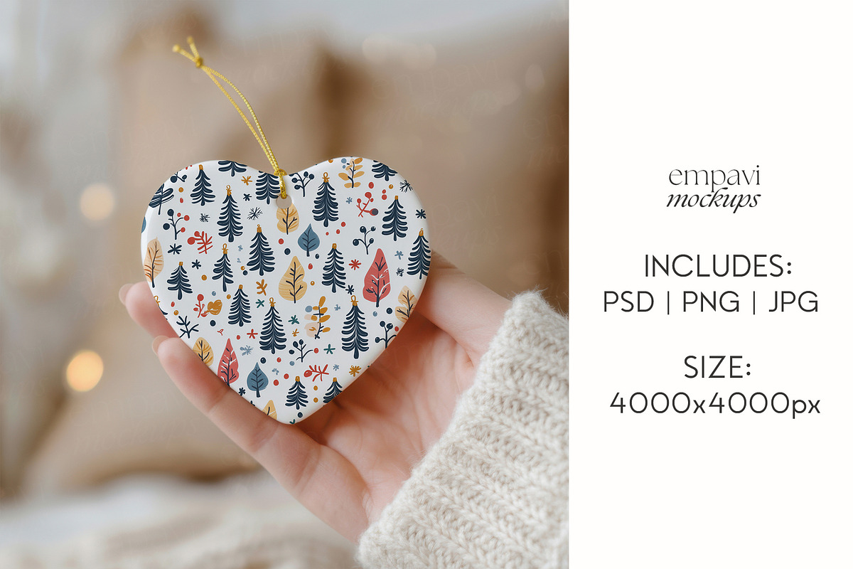 Heart Ornament Mockup, a Merchandise Mockup by EmpaviMockups (Photo 5 of 6)