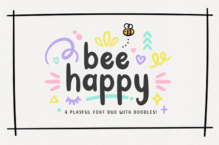 BeeHappy Font Duo with Doodles