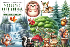 Cute Woodland Animal Clipart, an Illustration by CreationArt