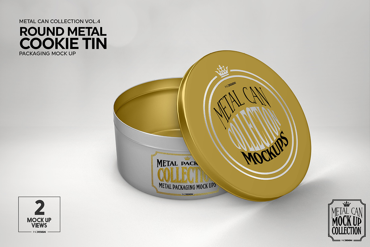 Metal Round Cookie Tin Mockup, a Cups & Container Mockup by INCDesign (Photo 7 of 8)