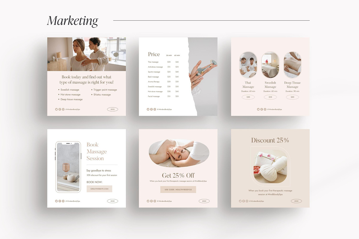 Canva Massage Therapist templates, a Social Media Template by LiliesandBerries (Photo 8 of 21)