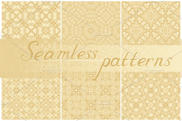 Set of seamless golden patterns preview 2