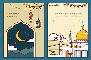 Ramadan Line Style Template Set, a Poster Template by TotallypicRF