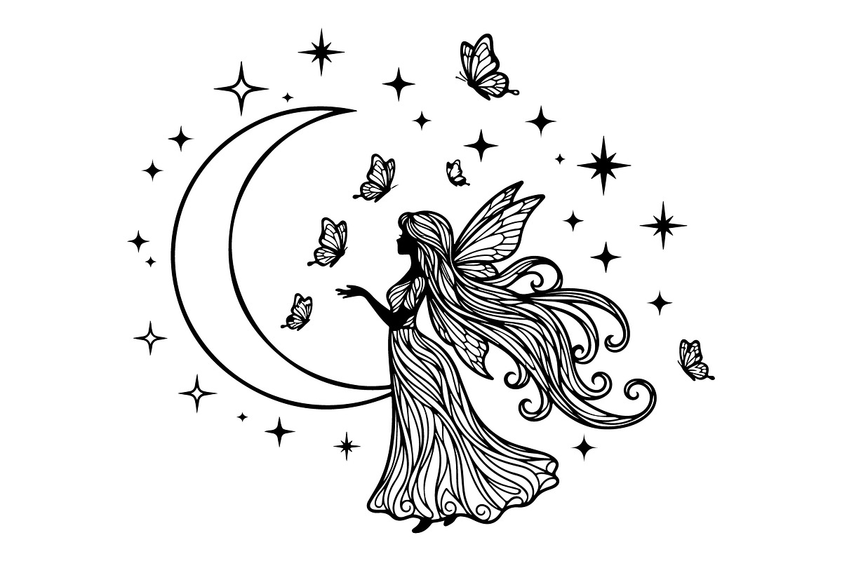 Fairy Moon Butterfly Silhouette, an Object Illustration by Gaye Art (Photo 14 of 31)