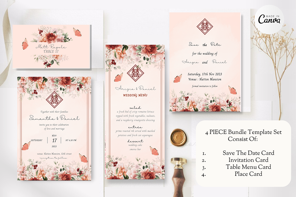 Asian Floral Wedding Invite - B4A, an Invitation Template by YeeqsWedding (Photo 1 of 9)