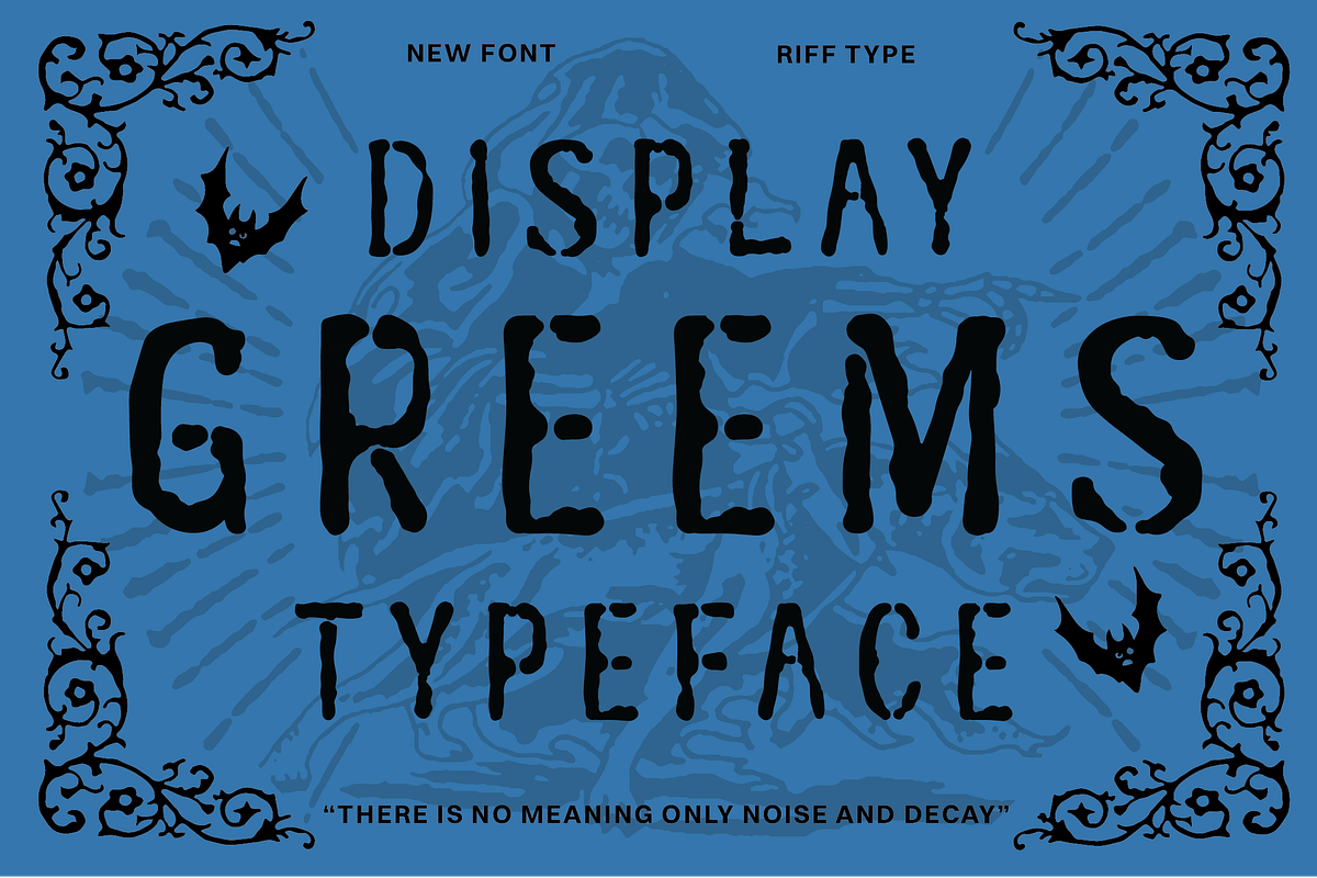 Greems - Doombringer Display Font, a Sans Serif Font by riff.type (Photo 1 of 10)