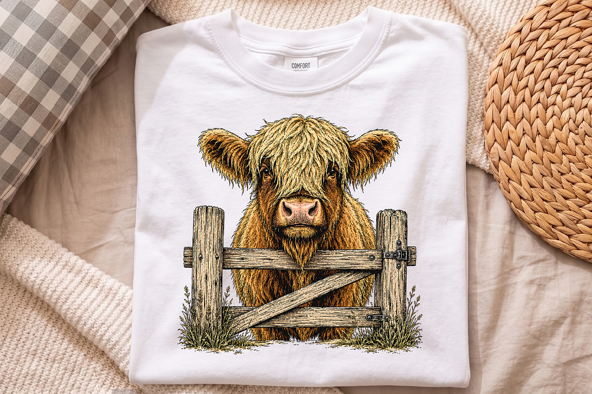 Vintage Highland Cow Fence Design, an Object Illustration by Libby Wishes (Photo 2 of 4)