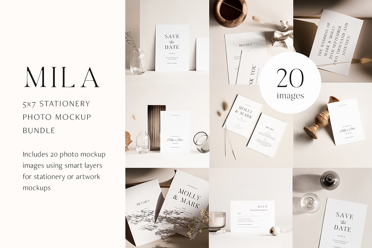 Mila 5x7 Stationery Photo Mockups, a Print Template by Moyo Studio (Photo 1 of 11)