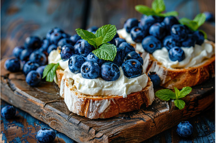 Delicious toasts with cream cheese, a Food & Drink Photo by Ylivdesign