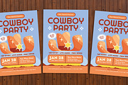 Cowboy Party Flyer, a Flyer Template by Gumico Studio. (Thumbnail 1 of 3)