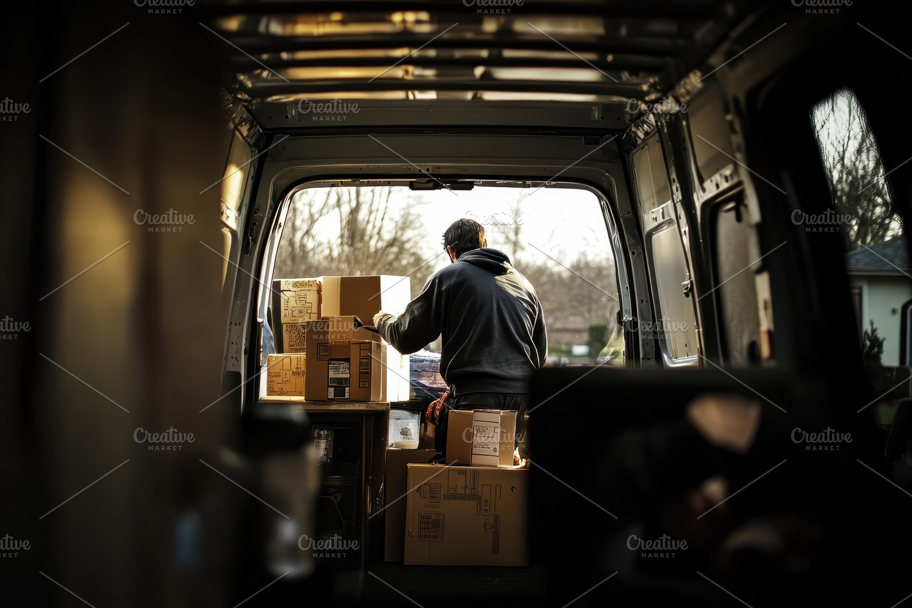Delivery driver unloading boxes from, a Photo by Iftikhar Alam