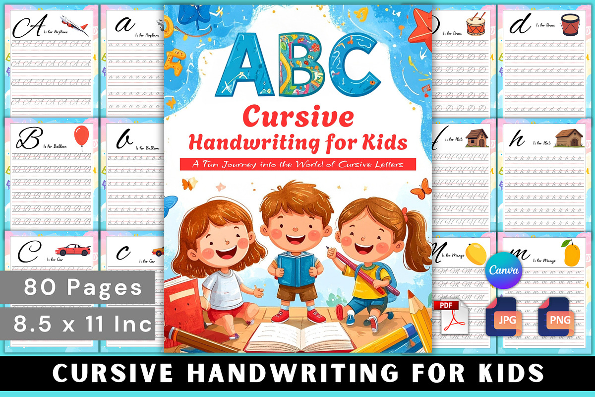 Cursive Handwriting for Kids, a Print Template by Designmela01 (Photo 1 of 7)