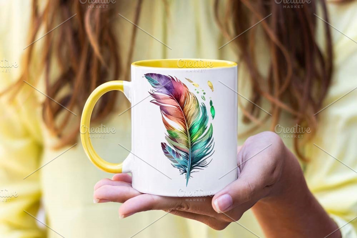 Watercolor Bright Feathers Clipart, an Object Illustration by ARTify Illustrations (Photo 7 of 8)