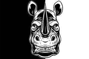 Head of a ferocious rhino