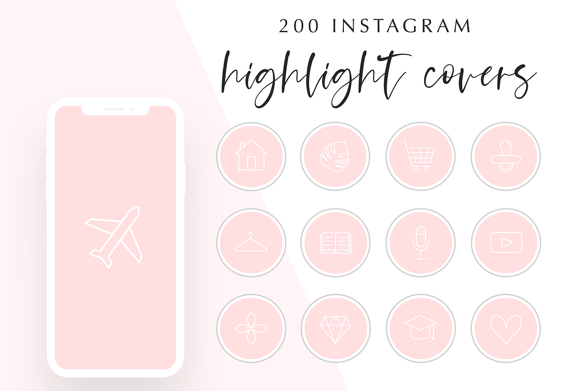 200 Instagram Story Highlight Icons, a Social Media Template by Blog&Glow (Photo 1 of 4)