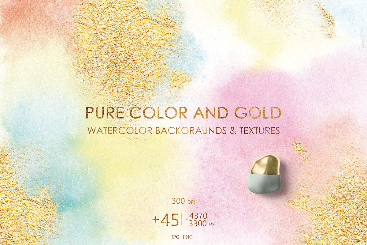 Pastel Watercolor & Gold Textures, a Texture Graphic by InstaDesignPro (Photo 1 of 12)