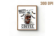 Batty Without Coffee Png,Halloween, an Illustration by Libby Wishes (Thumbnail 4 of 6)