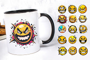 Evil Smileys Face. TShirt Sticker., a Decorative Illustration by KENO Mascots (Thumbnail 3 of 6)