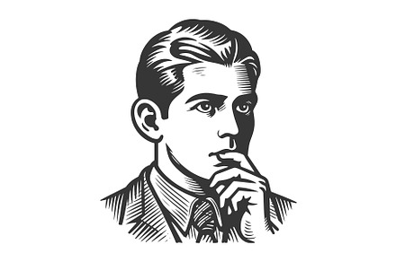 Thoughtful Young Man sketch vector, a Person Illustration by AlexArt