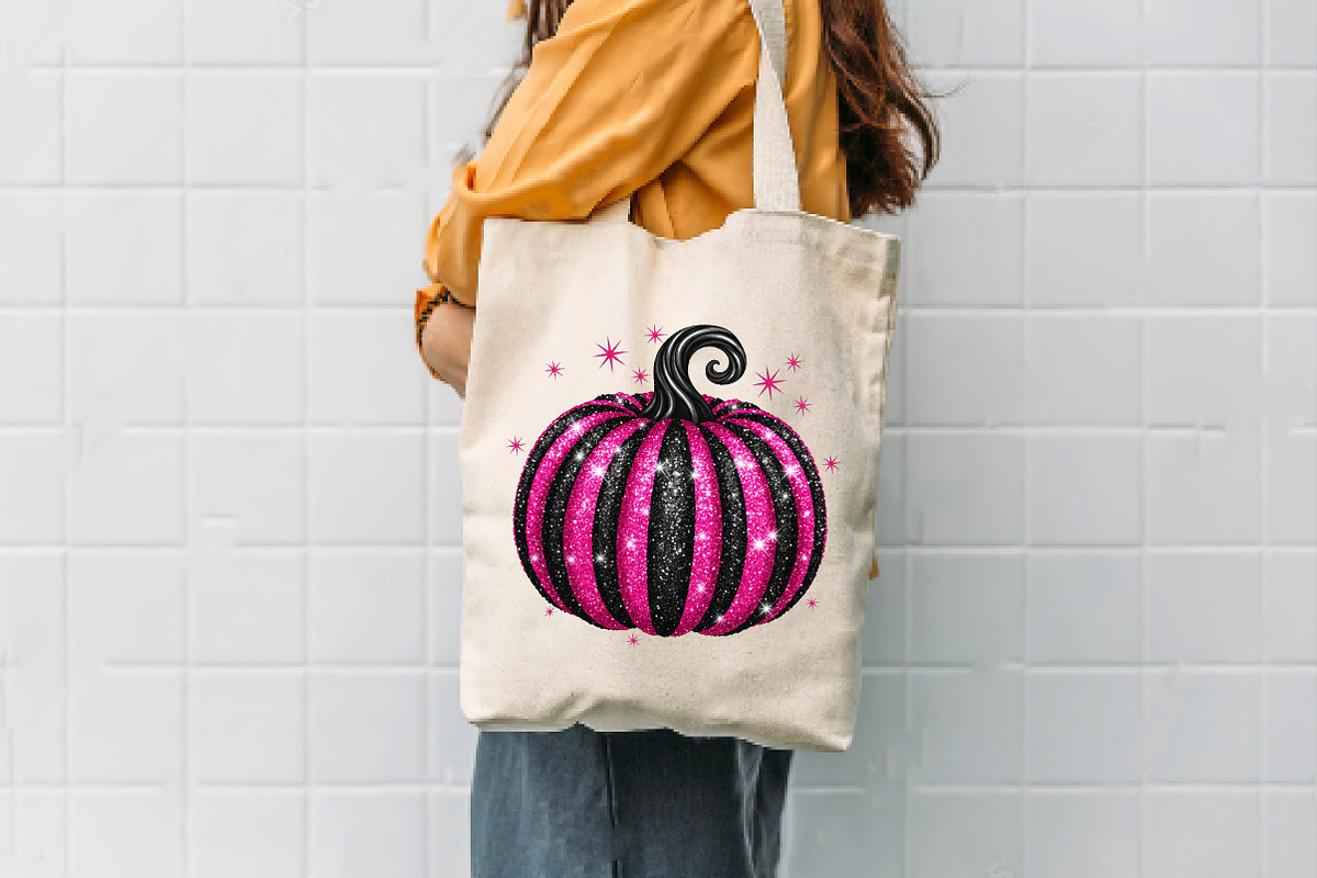 Pink and Black Sequin Pumpkin PNG, an Illustration by Dream Creation (Photo 3 of 5)