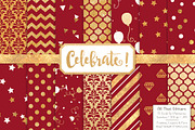 Gold Foil Digital Papers in Ruby, a Pattern Graphic by Amanda Ilkov (Thumbnail 1 of 4)