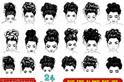 Messy Bun Svg Bundle, Woman Face, a Person Illustration by FancyDesignStudio (Thumbnail 1 of 8)