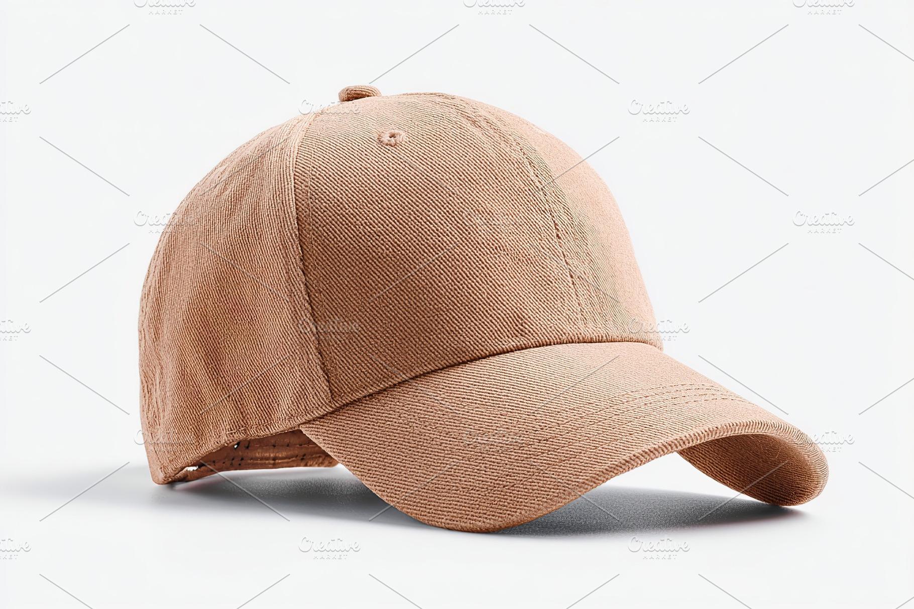 Design mockup showcasing a closeup of a baseball cap in a neutral color against, a Beauty & Fashion Photo by AlyaAnd