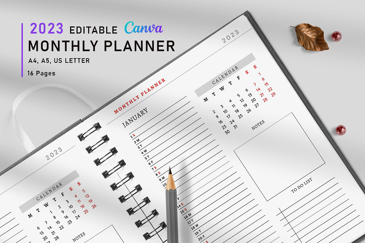 2023 Monthly Planner Bundle Pack, a Stationery Template by Design Zone (Photo 1 of 6)