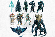 Legends of the Deep Cliparts, a Person Illustration by ThatsDesignArt (Thumbnail 9 of 15)