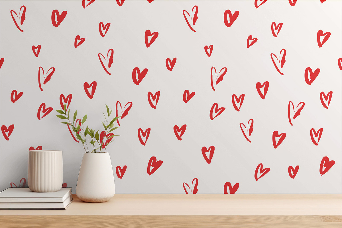 Sketched Red Hearts, a Wallpaper Graphic by MalyskaStudio (Photo 6 of 6)