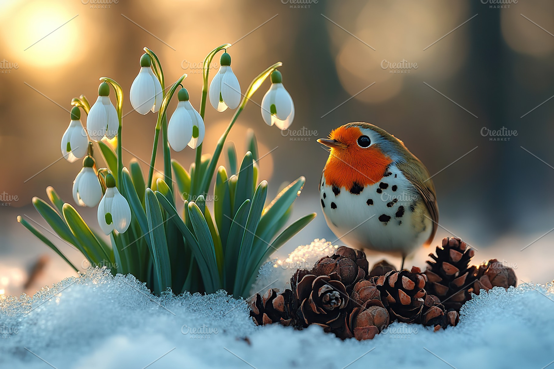 Bouquet of snowdrop flowers in the forest, a Nature Photo by AlyaAnd