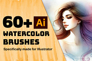 Illustrator Watercolor Brush Bundle, a Brush Add-On by Chipshpow Graphics (Thumbnail 1 of 6)