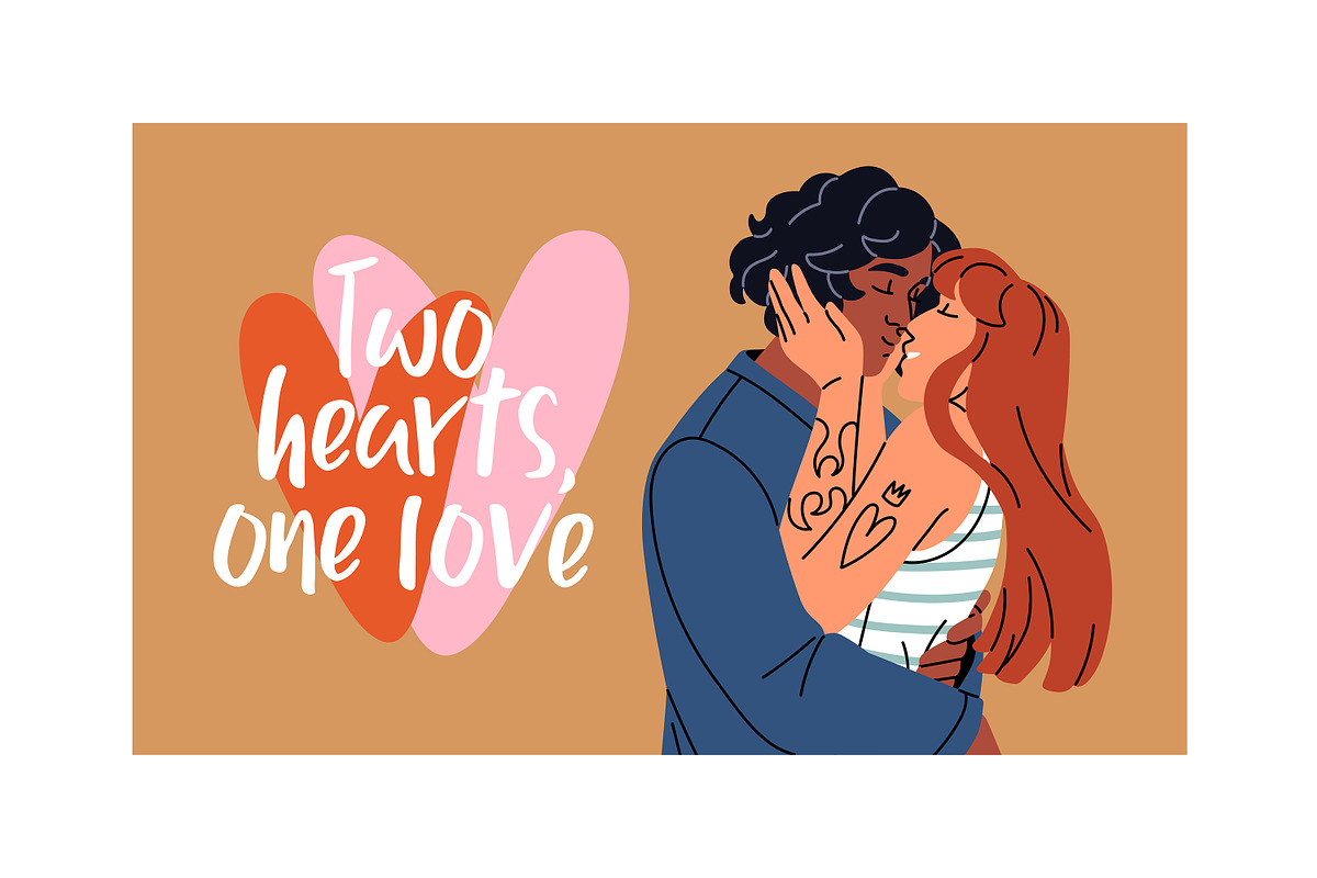 Diverse couples kiss, hug set, cards, a Person Illustration by PaperTrident (Photo 11 of 14)