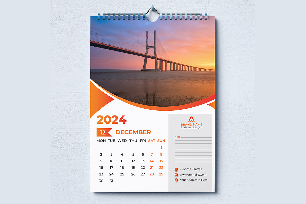 Modern Wall Calendar 2024, a Templates & Theme by pixelcreatx (Photo 7 of 7)