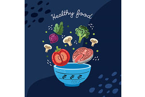 healthy food in bowl, a Food Illustration by studiogstock