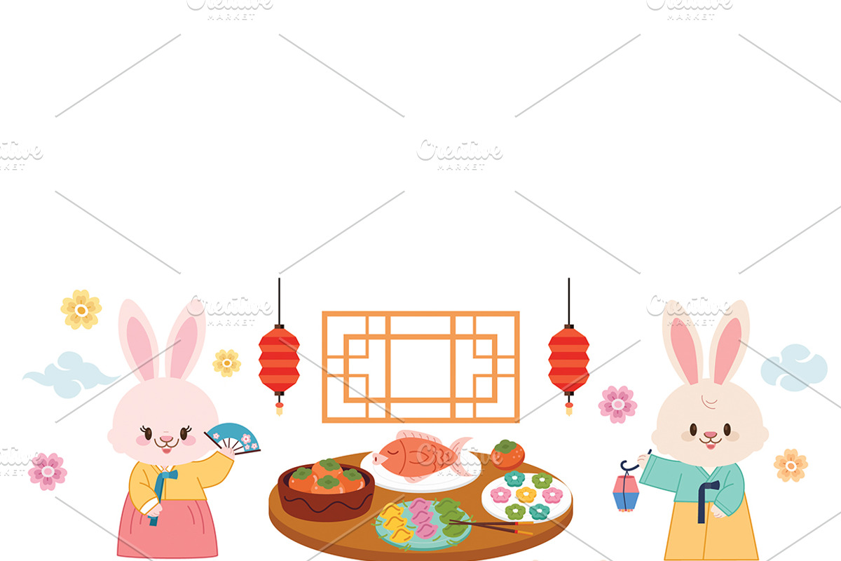 Korean Chuseok Rabbit Collection, a Seasonal Illustration by MISS CHATZ (Photo 3 of 3)