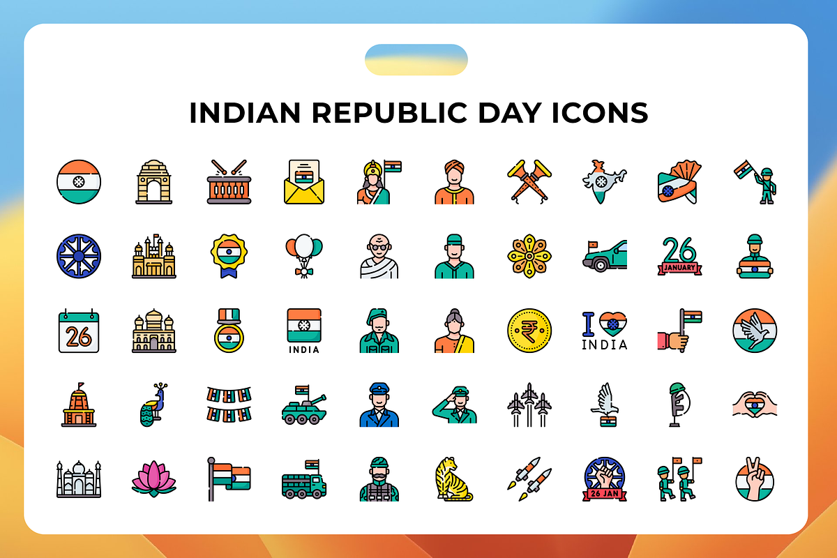 Indian Republic Day Icons, an Icon by Wencory