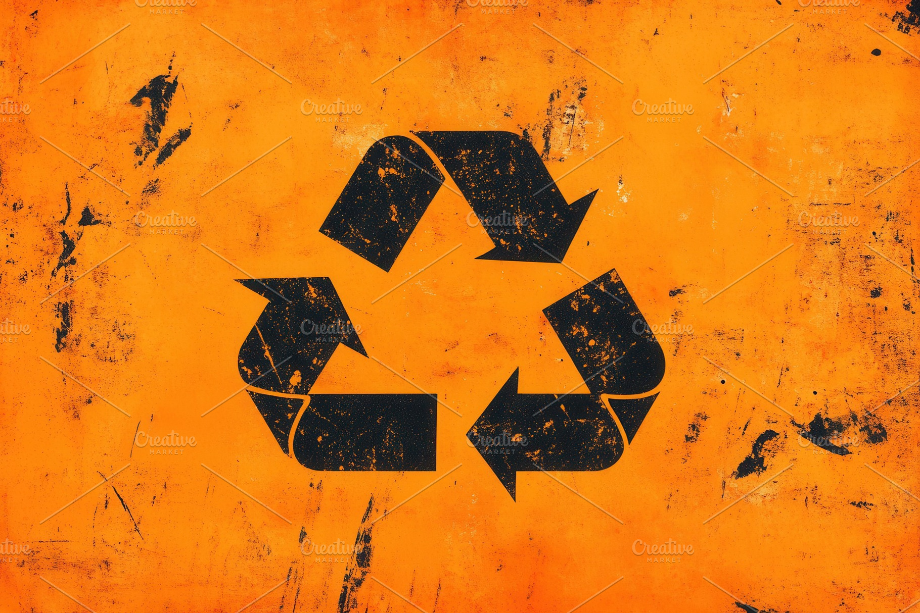Black grunge recycling symbol, a Photo by Pavel_design