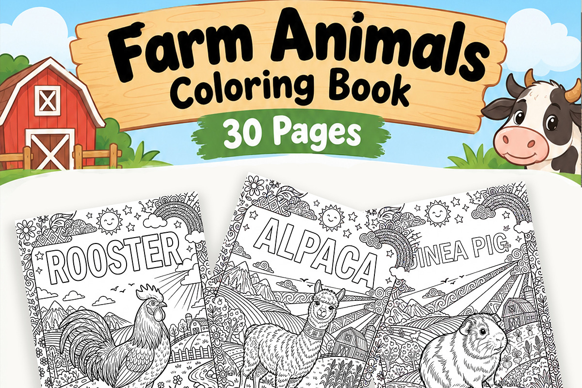 Farm Animal Coloring Book for Kids, an Education Illustration by Mohammad Sarfaraz (Photo 7 of 11)