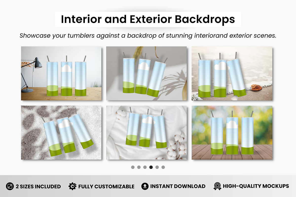 3 Skinny Tumblers Mockup Templates, a Cups & Container Mockup by DigiPax (Photo 6 of 10)