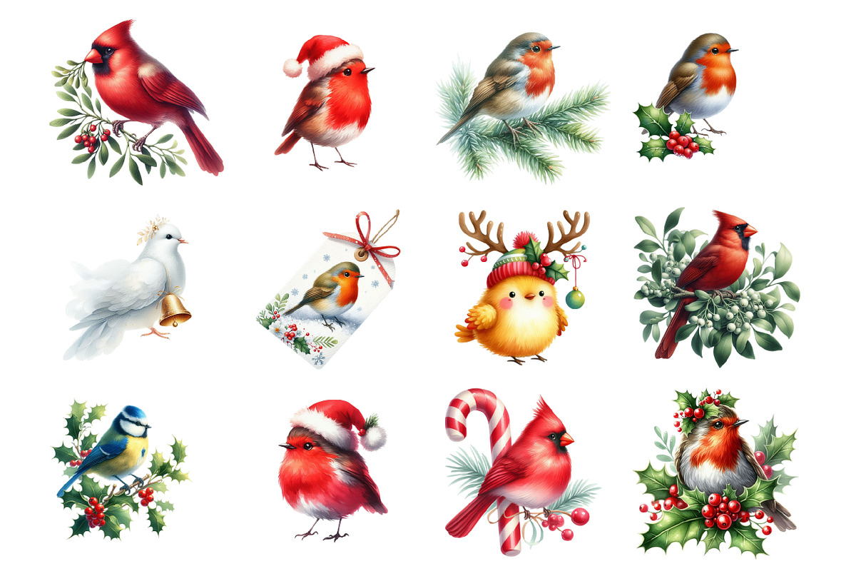 Christmas Birds Clipart, an Illustration by Design Market (Photo 3 of 4)