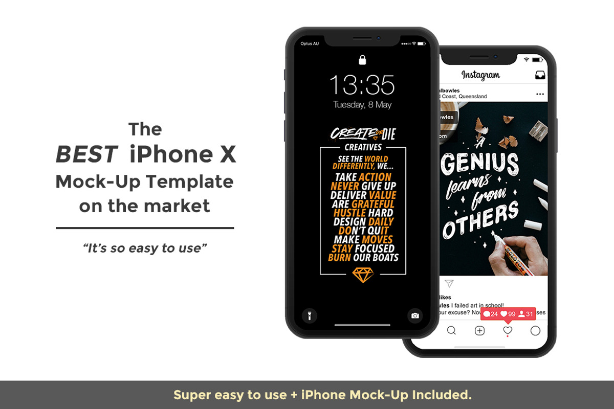 Instagram Template & iPhone X Mock, a Social Media Template by RyanBowlesDesign (Photo 1 of 3)