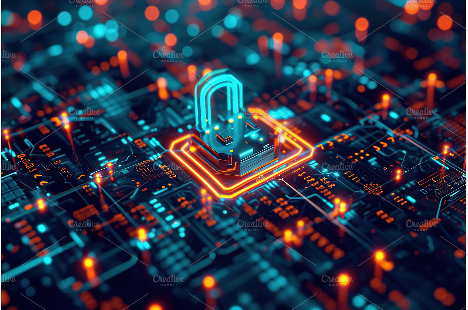 Cybersecurity Concept with Glowing, a Technology Photo by Lermont51