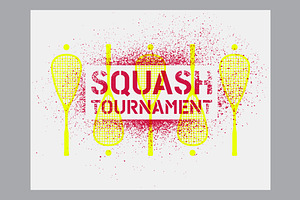 Squash Tournament Stencil Posters.