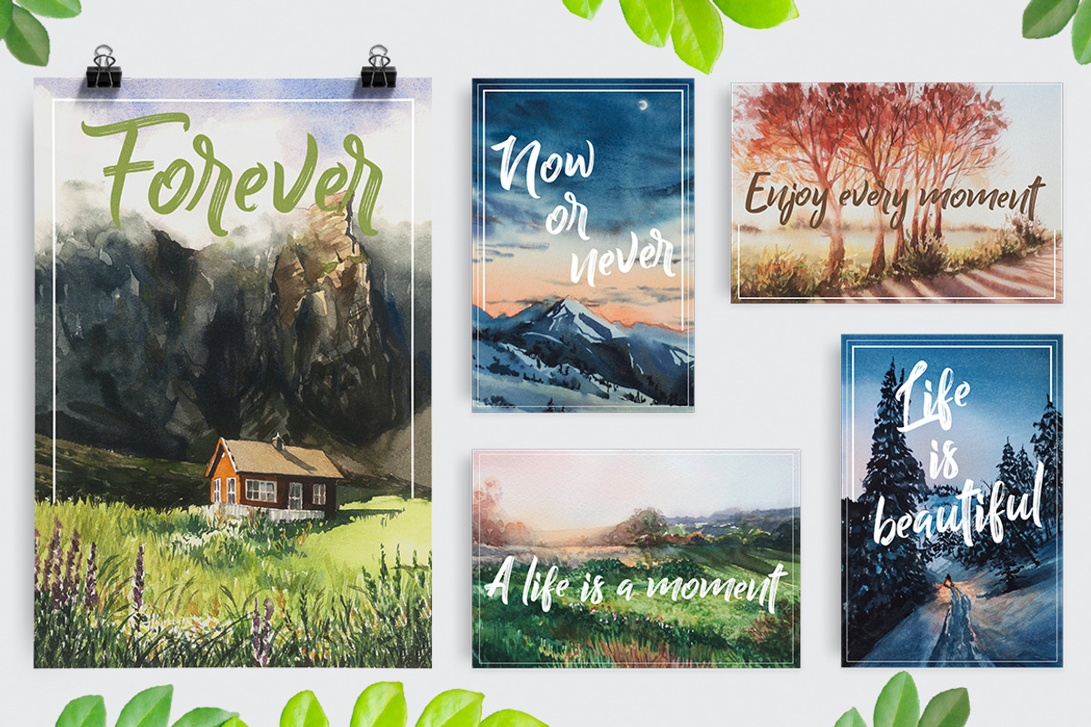 Watercolor postcards, a Poster Template by Pamyatka Shop (Photo 1 of 5)