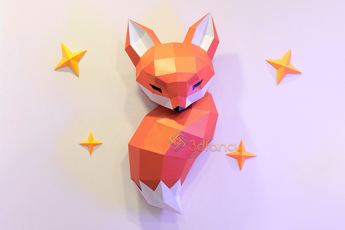 DIY 3D Fox Sleep Papercraft PDF, SVG, a Templates & Theme by 3Dfancy (Photo 1 of 6)