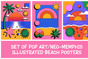 Set of pop art beach posters eps, a Seasonal Illustration by Redmixx Design (Thumbnail 1 of 2)