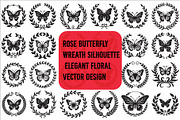 Rose Butterfly Wreath Silhouette —, an Illustration by Amazin_art (Thumbnail 1 of 25)