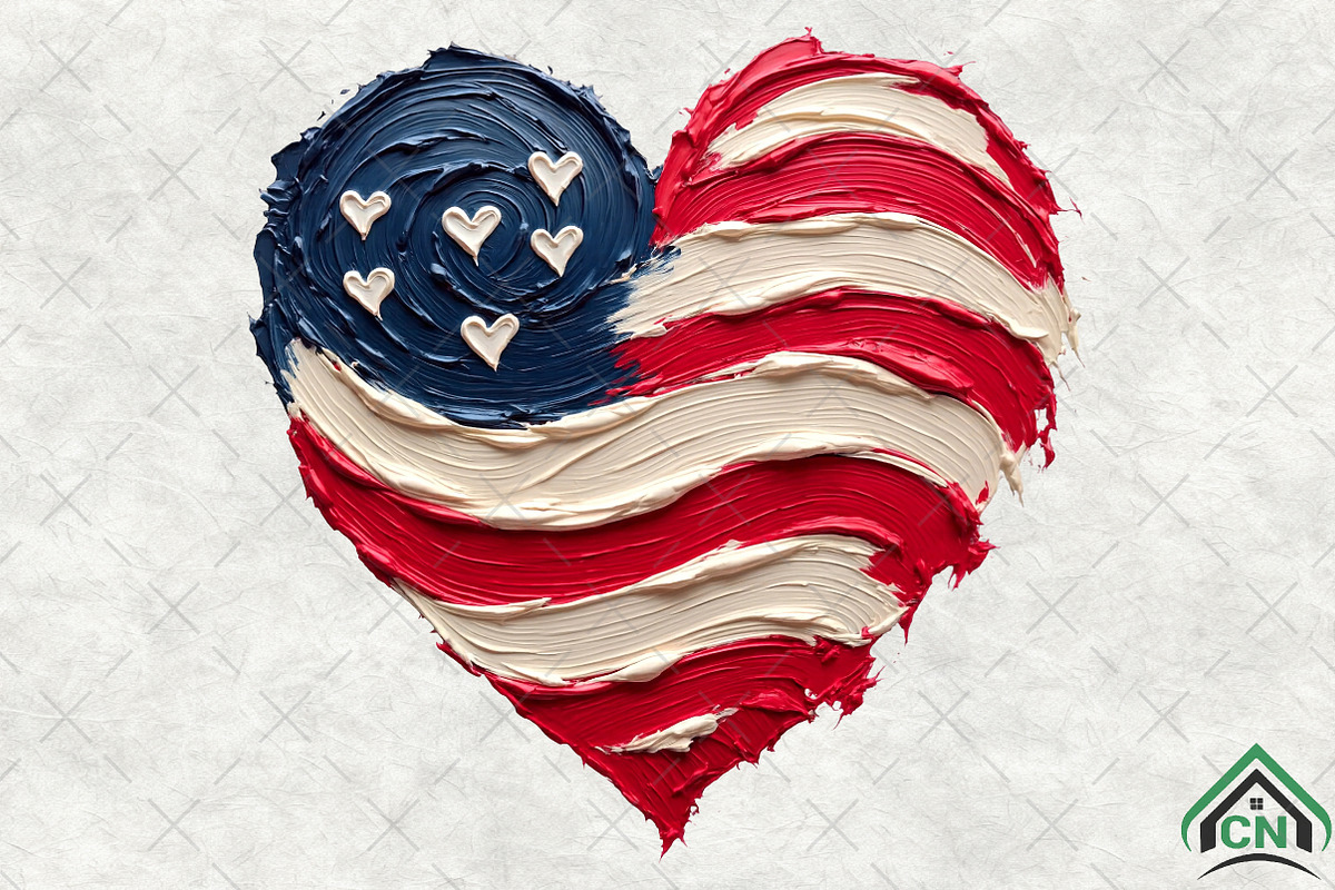 Brushstroke American Flag Heart Png, an Illustration by Craft Nest (Photo 2 of 6)